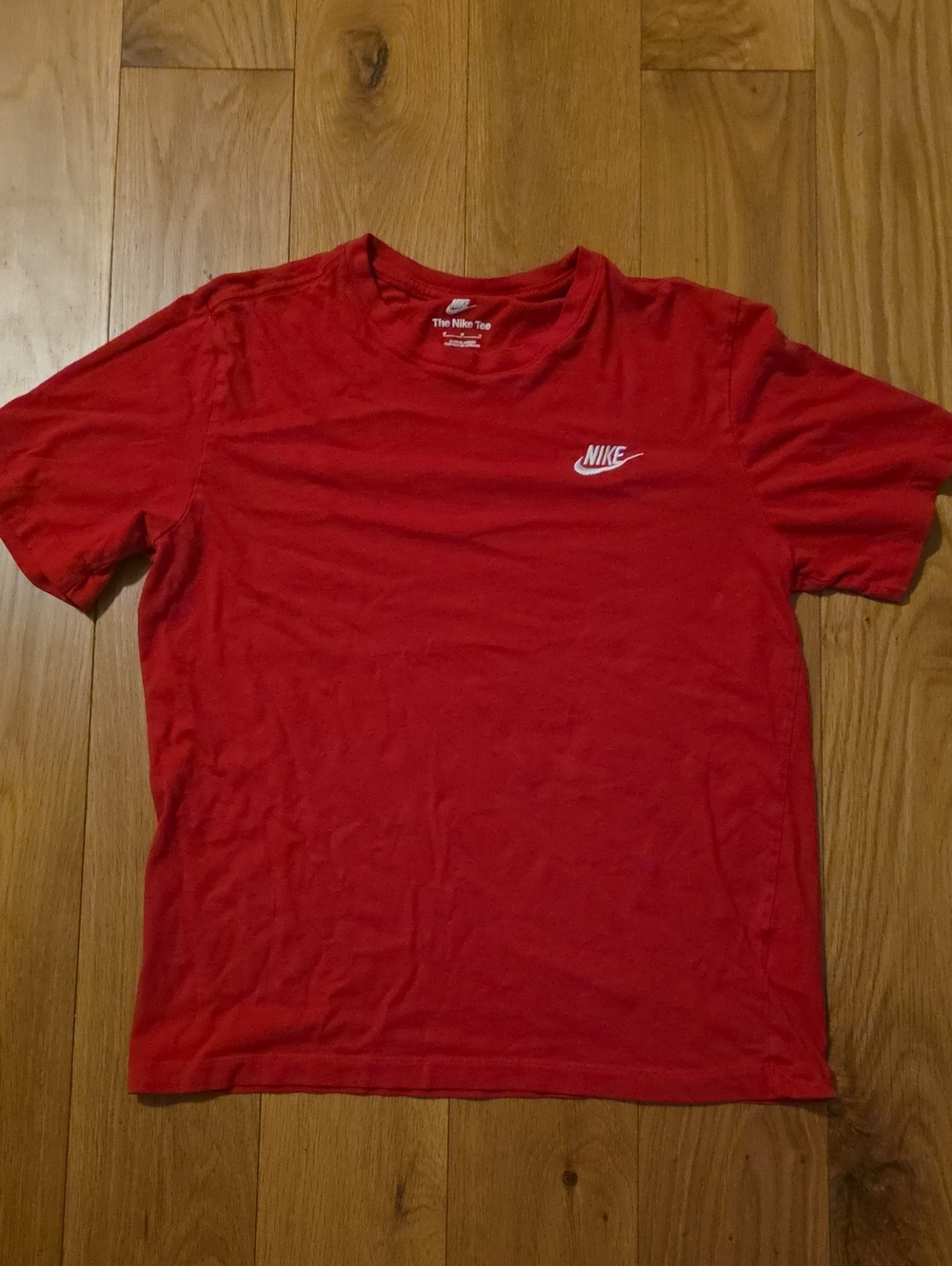 Nike Men's Red Crew T-Shirt with White Swoosh